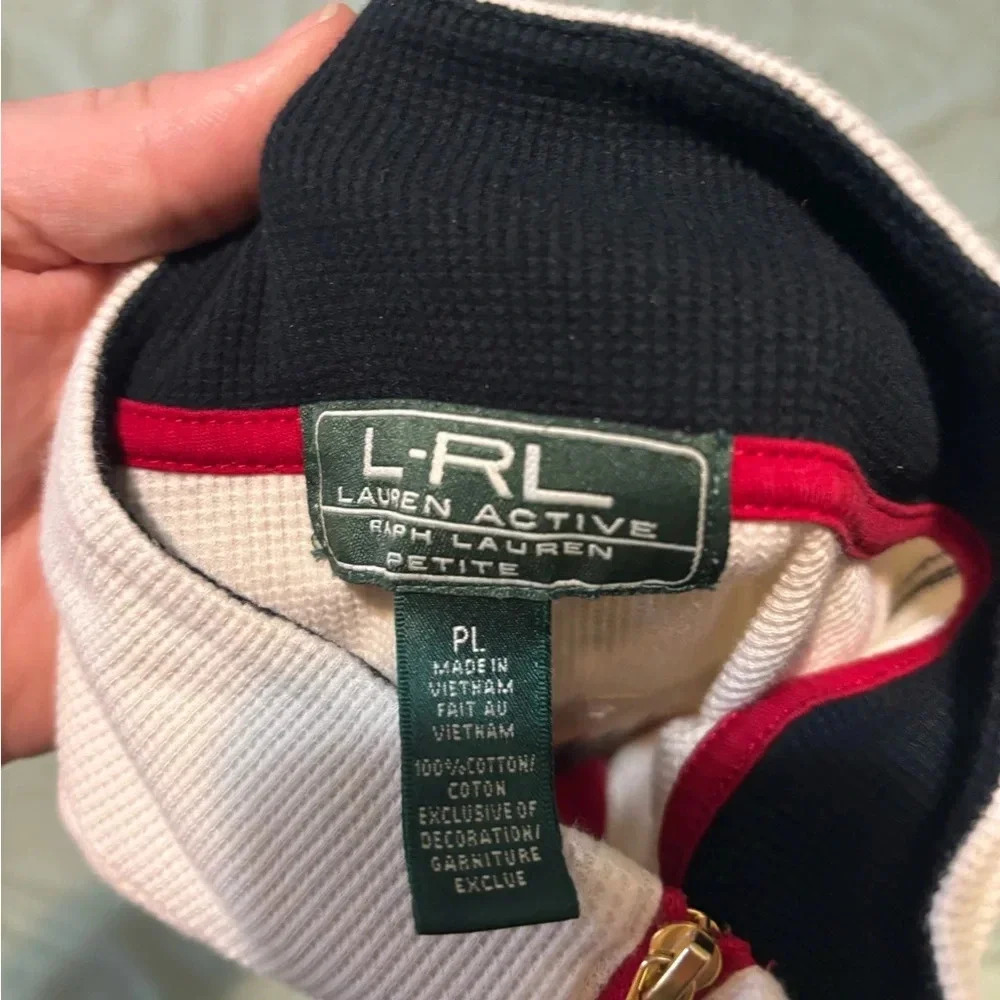 Ralph Lauren Sport Cream Quarter Zip. Made from thermal waffle material. Size PL - Picture 8 of 11